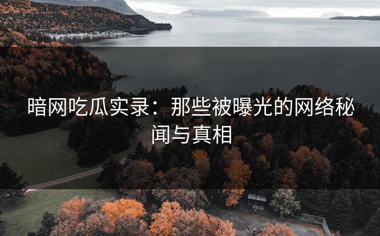 暗网吃瓜实录：那些被曝光的网络秘闻与真相