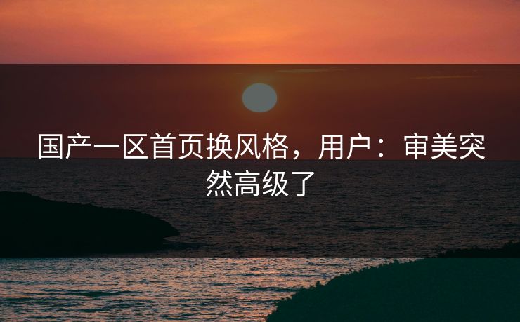 国产一区首页换风格，用户：审美突然高级了